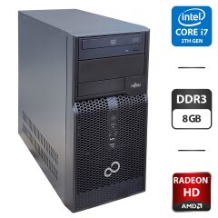 Комп'ютер Б-клас Fujitsu Esprimo P500 E85 Tower / Intel Core i7-2600 (4 (8) ядра по 3.4 - 3.8 GHz) / 8 GB DDR3 / 500 GB HDD / AMD Radeon HD 5450, 512 MB DDR2, 64-bit / DVD-ROM
