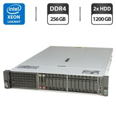 Сервер HP ProLiant DL380 Gen10 (8x 2.5 SFF, 8x 2.5 U2 NVMe) 2U Rack / 2x Intel Xeon Gold 6138 (20 (40) ядра по 2.0 - 3.7 GHz) / 256 GB DDR4 / 2x 1200 GB HDD (SAS) / RAID HP Smart Array P408 / 2x 500W + 2 корзины для HDD