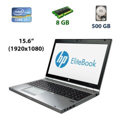 HP EliteBook 8570p / 15.6" (1920x1080) TN+film LED / Intel Core i7-3740QM (4 (8) ядра по 2.7 - 3.7 GHz) / 8 GB DDR3 / 500 GB HDD / ATI Radeon 7570M, 1 GB GDDR5, 64-bit / WebCam / DVD-RW / DP