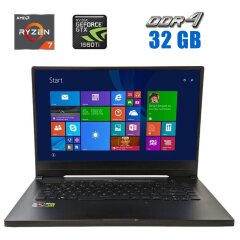 Ігровий ноутбук Asus ROG Zephyrus GA502DU / 15.6" (1920x1080) IPS / AMD Ryzen 7 3750H (4 (8) ядра по 2.3 - 4.0 GHz) / 32 GB DDR4 / 480 GB SSD / nVidia GeForce GTX 1660 Ti Max-Q, 6 GB GDDR6, 192-bit / HDMI