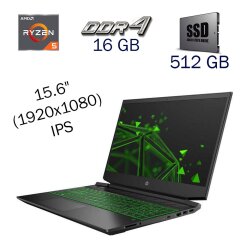 Игровой ноутбук HP Gaming 15 / 15.6" (1920x1080) IPS / AMD Ryzen 5 3550H (4 (8) ядра по 2.1 - 3.7 GHz) / 16 GB DDR4 / 512 GB SSD / nVidia GeForce GTX 1050, 3 GB GDDR5, 96-bit / WebCam