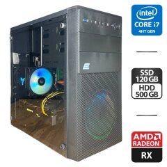 Игровой ПК 2E Basis RD850 Tower NEW / Intel core i7-4770 (4 (8) 3.4 - 3.9 GHz) / 16 GB DDR3 NEW / 128 GB SSD + 500 GB HDD / AMD Radeon RX 570, 4 GB GDDR5, 256-bit / 500W NEW
