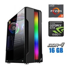 Игровой ПК Tower / AMD Ryzen 3 4100 (4 (8) ядра по 3.8 - 4.0 GHz) / 16 GB DDR4 / 480 GB SSD / nVidia GeForce GTX 1660 Ti, 6 GB GDDR6, 192-bit / 600W