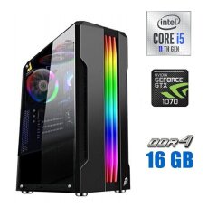 Игровой ПК Tower / Intel Core i5-11400F (6 (12) ядер по 2.6 - 4.4 GHz) / 16 GB DDR4 / 480 GB SSD + 500 GB HDD / nVidia GeForce GTX 1070 Ti, 8 GB GDDR5, 256-bit / 600W