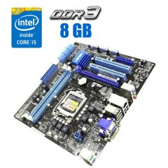 Комплект: Материнская плата Asus P7H55-M LX / LGA1156 / Intel Core i5-760 (4 ядра по 2.8 - 3.33 GHz) / 8 GB DDR3 / Intel HD Graphics + Кулер