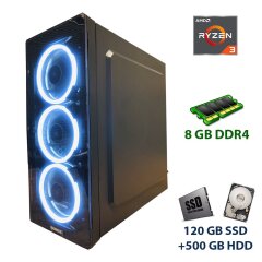 Компьютер Raidmax Neon Tower / AMD Ryzen 3 3200G (4 ядра по 3.6 - 4.0 GHz) / 8 GB DDR4 / 120 GB SSD+500 GB HDD / 420W SeaSonic