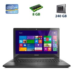 Ноутбук Lenovo G50-80 / 15.6" (1366x768) TN LED / Intel Core i7-5500U (2 (4) ядра по 2.4 - 3.0 GHz) / 8 GB DDR3 / 240 GB SSD / WebCam / DVD-RW / USB 3.0 / HDMI