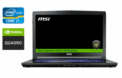 Мобильная рабочая станция Б-класс MSI WE72 7RJ / 17.3" (1920x1080) IPS / Intel Core i7-7700HQ (4 (8) ядра по 2.8 - 3.8 GHz) / 32 GB DDR4 / 512 GB SSD / nVidia Quadro M2200, 4 GB GDDR5, 128-bit / WebCam / HDMI