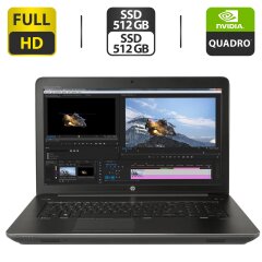 Мобильная рабочая станция HP ZBook 17 G4 / 17.3" (1920x1080) IPS / Intel Core i7-7820HQ (4 (8) ядра по 2.9 - 3.9 GHz) / 32 GB DDR4 / 512 GB SSD + 512 GB SSD / nVidia Quadro P3000, 6 GB GDDR5, 192-bit / WebCam / HDMI