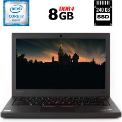 Нетбук Б-класс Lenovo ThinkPad X270 / 12.5" (1920x1080) IPS / Intel Core i7-7600U (2 (4) ядра по 2.8 - 3.9 GHz) / 8 GB DDR4 / 240 GB SSD / Intel HD Graphics 620 / WebCam / HDMI