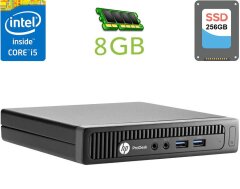 Неттоп Б-класс HP ProDesk 400 G1 TPC-F064-DM USFF / Intel Core i5-4590T (4 ядра по 2.0 - 3.0 GHz) / 8 GB DDR3 / 256 GB SSD / Intel HD Graphics 4600 / DisplayPort + Блок питания