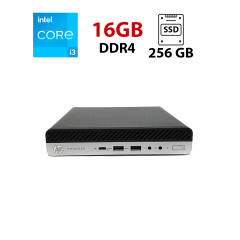 Неттоп HP ProDesk 600 G5 DM USFF / Intel Core i3-9100T (4 ядра по 3.1 - 3.7 GHz) / 16 GB DDR4 / 256 GB SSD M.2 NVMe / Intel UHD Graphics 630 / Win 11 Pro Lic