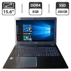 Ноутбук Acer TravelMate P259 / 15.6" (1366x768) TN / Intel Core i5-7200U (2 (4) ядра по 2.5 - 3.1 GHz) / 8 GB DDR4 / 256 GB SSD / Intel HD Graphics 620 / WebCam / DVD-ROM