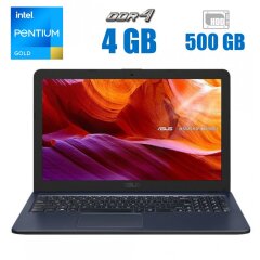 Ноутбук Asus R543U / 15.6" (1920x1080) TN / Intel Pentium Gold 4417U (2 (4) ядра по 2.3 GHz) / 4 GB DDR4 / 500 GB HDD / nVidia GeForce MX110, 2 GB GDDR5, 64-bit / WebCam 