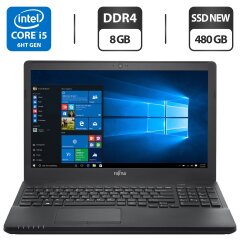 Ноутбук Б-класс Fujitsu LifeBook A556 / 15.6" (1366x768) TN / Intel Core i5-6200U (2 (4) ядра по 2.3 - 2.8 GHz) / 8 GB DDR4 / 480 GB SSD NEW / Intel HD Graphics 520 / WebCam / DVD-ROM + Беспроводная мышка в подарок