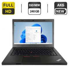 Ноутбук Lenovo ThinkPad L470 / 14" (1920x1080) IPS / Intel Core i7-6600U (2 (4) ядра по 2.6 - 3.4 GHz) / 16 GB DDR4 / 240 GB SSD NEW / Intel HD Graphics 520 / WebCam / HDMI / АКБ NEW / Windows 11 Pro