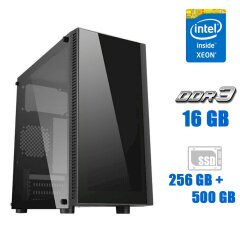 Робоча станція Vinga Black Tower / 2x (ДВА) Intel Xeon E5-2640 (12(24) ядер по 2.5 - 3.0 GHz) / 16 GB DDR3 ECC / 256 GB SSD M.2 + 500 GB SSD / nVidia Quadro K4000, 3 GB GDDR5, 192-bit 