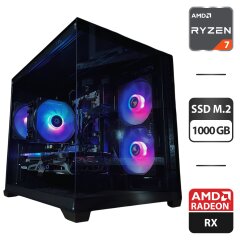 Збірка під замовлення: ігровий ПК Gamdias Aura GC10M ARGB Black Tower / AMD Ryzen 7 5700X (8 (16) ядер по 3.4 - 4.6 GHz) / 32 GB DDR4 / 1000 GB SSD M.2 / AMD Radeon RX 6700 XT, 12 GB GDDR6, 192-bit / 650W