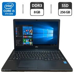 Ноутбук Fujitsu LifeBook A555 / 15.6" (1366x768) TN / Intel Core i5-5200U (2 (4) ядра по 2.2 - 2.7 GHz) / 8 GB DDR3 / 256 GB SSD / Intel HD Graphics 5500 / WebCam / Windows 10 