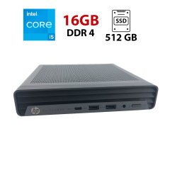 Неттоп HP EliteDesk 800 G6 Tiny / Intel Core i5-10500T (6 (12) ядер по 2.3 - 3.8 GHz) / 16 GB DDR4 / 512 GB SSD / Intel HD Graphics 630
