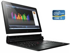 Нетбук-трансформер Б-класс Lenovo ThinkPad Helix / 11.6" (1920x1080) IPS Touch / Intel Core i5-3427U (2 (4) ядра по 1.8 - 2.8 GHz) / 4 GB DDR3 / 180 GB SSD / Intel HD Graphics 4000 / WebCam / Win 10 Pro / 2x АКБ