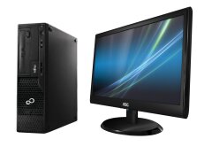 Комплект ПК: Fujitsu Esprimo E510 E85+ SFF / Intel Core i5-2400 (4 ядра по 3.1 - 3.4 GHz) / 8 GB DDR3 / 120 GB SSD / Intel HD Graphics 2000 / DVD-ROM + Монитор AOC E950SW / 19" (1366x768) TN / 1x VGA / VESA 75x75