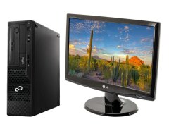 Комплект ПК: Fujitsu Esprimo E510 E85+ SFF / Intel Core i3-2120 (2 (4) ядра по 3.3 GHz) / 8 GB DDR3 / 120 GB SSD / Intel HD Graphics 2000 / DVD-ROM + Монитор Б-класс LG Flatron W1943SS-PF / 19" (1366x768) TN / VGA