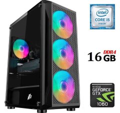 Ігровий ПК Dtop Gaming i563D Tower / Intel Core i5-6400 (4 ядра по 2.7 - 3.3 GHz) / 16 GB DDR4 / 120 GB SSD + 500 GB HDD / nVidia GeForce GTX 1060, 3 GB GDDR5, 192-bit / 500W