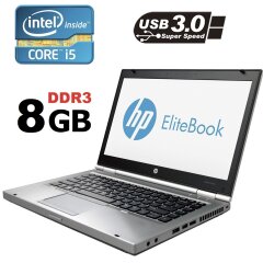 Ноутбук HP EliteBook 8470p / 14" / 1366х768 LED / Intel Core i5-3210M (2 (4) ядра по 2.50 - 3.10 GHz) / 8GB DDR3 / 180 GB SSD / Intel HD Graphics 4000 / WebCam 720p, DVD-RW