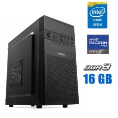 Игровой ПК Vinga CS112B Tower / Intel Xeon E3-1240 v3 (4 (8) ядра по 3.4 - 3.8 GHz) (аналог i7-4770) / 16 GB DDR3 / 256 GB SSD + 2000 GB HDD / AMD Radeon Pro W6600, 8 GB GDDR6, 128-bit