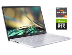 Игровой ноутбук Acer Swift X SFX14-41G / 14" (1920x1080) IPS / AMD Ryzen 5 5600U (6 (12) ядер по 2.3 - 4.2 GHz) / 8 GB DDR4 / 512 GB SSD M.2 / nVidia GeForce RTX 3050, 4 GB GDDR6, 128-bit / WebCam / Win 11 Home