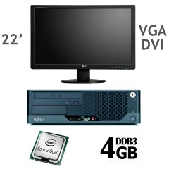 Fujitsu E5731 SFF / Intel C2Q Q6600 (4 ядра по 2.4GHZ) / 4GB DDR3 / 250GB HDD / Radeon HD 7570 1GB GDDR5 128bit + монитор LG Flatron W2242TE-DF / 22' / 1680x1050