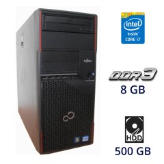 Игровой ПК Fujitsu Celsius W410 Tower / Intel Core i7-2600 (4 (8) ядра по 3.4 - 3.8 GHz) / 8 GB DDR3 / 500 GB HDD / nVidia Quadro 2000, 1 GB GDDR5, 128-bit