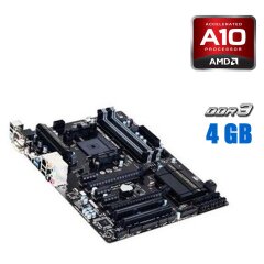 Комплект: Материнская плата Gigabyte GA-F2A88X-D3H (rev. 3.0) + AMD A10-7700K (4 ядра по 3.5 - 3.8 GHz) + 4 GB DDR3