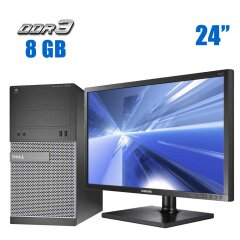 Комплект ПК: Dell OptiPlex 390 Tower / Intel Pentium G620 (2 ядра по 2.6 GHz) / 8 GB DDR3 / 240 GB SSD / Intel HD Graphics + Монитор Samsung NC241 / 24" (1920x1080) TN / VGA + Клавиатура и мышь