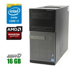 Комп'ютер Dell OptiPlex 9010 Tower / Intel Core i7-3770 (4 (8) ядра по 3.4 - 3.9 GHz) / 16 GB DDR3 / 1000 GB HDD / GeForce GT 720, 1 GB GDDR3, 64-bit / DVD-ROM 