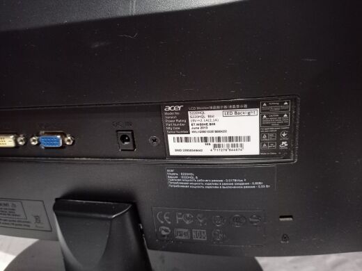 Монитор Acer S220HQL / 21.5" (1920x1080) TN / VGA, DVI 