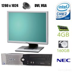 NEC Powermate F-ML470 SFF / Intel Core2Quad Q6600 (4 ядра по 2.4GHz) / 4 GB DDR2 / 160 GB HDD + Монитор Fujitsu b19-5 / 19" / 1280*1024 / DVI, VGA / встроенные колонки