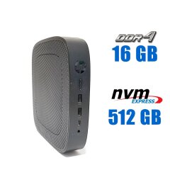 Неттоп HP t640 Thin Client USFF / AMD Ryzen R1505G (2 (4) ядра по 2.4 - 3.3 GHz) / 16 GB DDR4 / 512 GB SSD M.2 / AMD Picaso Graphics / 45W / Win 10 Pro