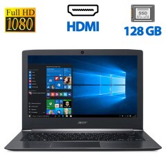 Ноутбук Б-класс Acer Aspire S5-371 / 13.3" (1920x1080) IPS / Intel Core i3-7100U (2 (4) ядра по 2.4 GHz) / 4 GB DDR3 / 128 GB SSD / Intel HD Graphics 520 / WebCam / HDMI