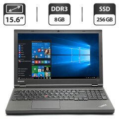 Ноутбук Б-клас Lenovo ThinkPad T540p / 15.6" (1366x768) TN / Intel Core i5-4300M (2 (4) ядра по 2.6 - 3.3 GHz) / 8 GB DDR3 / 256 GB SSD / Intel HD Graphics 4600 / WebCam / DVD-ROM / VGA