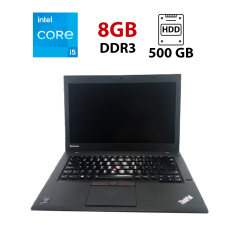 Ноутбук Lenovo ThinkPad T450s / 14" (1600x900) TN / Intel Core i5-5200U (2 (4) ядра по 2.2 - 2.7 GHz) / 8 GB DDR3 / 500 GB HDD / Intel HD Graphics 5500 / WebCam