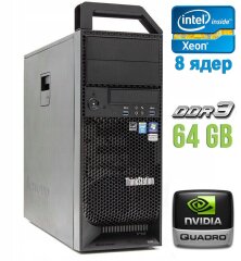 Рабочая станция Lenovo ThinkStation S30 Tower / Intel Xeon E5-2670 (8 (16) ядер по 2.6 - 3.3 GHz) / 64 GB DDR3 / 240 GB SSD / nVidia Quadro 2000, 1 GB GDDR5, 128-bit / 610W / DVI / DisplayPort