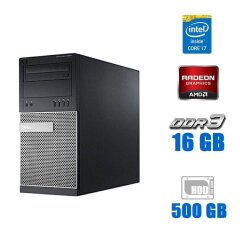 Игровой ПК Dell OptiPlex 9020 Tower / Intel Core i7-4790 (4 (8) ядра по 3.6 - 4.0 GHz) / 16 GB DDR3 / 120 GB SSD + 500 GB HDD / AMD Radeon R9 350, 2 GB GDDR5, 128-bit / DVD-ROM 