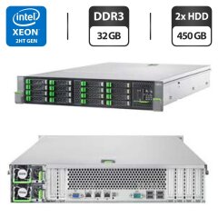 Сервер Fujitsu Primergy RX300 S7 2U Rack / 2x Intel Xeon E5-2630L (6 (12) ядер по 2.0 - 2.5 GHz) / 32 GB DDR3 / 2x 450 GB HDD (SAS) / iRMC S3 Graphics / Два блока питания 450W