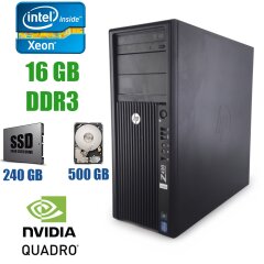 HP WorkStation Z420 MT / Intel Xeon E5-2670 (8(16) ядер по 2.6 - 3.3 GHz) / 16 GB RAM / 240 GB SSD+500GB HDD / nVidia Quadro K2000 2 GB GDDR5, 128 bit