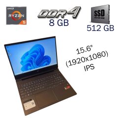 Игровой ноутбук HP Victus 15-fb0015nr / 15.6" (1920x1080) IPS / AMD Ryzen 5 5600H (6 (12) ядер 3.3 - 4.2 GHz) / 8 GB DDR4 / 512 GB SSD / AMD Radeon RX 6500M, 4 GB GDDR6, 64-bit / WebCam