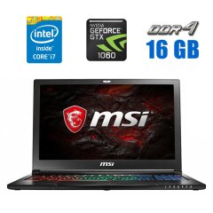 Игровой ноутбук MSI GS63VR 7RF Stealth / 15.6" (1920x1080) IPS / Intel Core i7-7700HQ (4 (8) ядра по 2.8 - 3.8 GHz) / 16 GB DDR4 / 120 GB SSD + 1000 GB HDD / nVidia GeForce GTX 1060, 6 GB GDDR5, 192-bit / WebCam