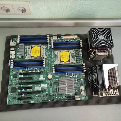 Комплект: Cерверная двухпроцессорная материнская плата Supermicro X9DR3-F LGA2011 + 2x Кулера Supermicro