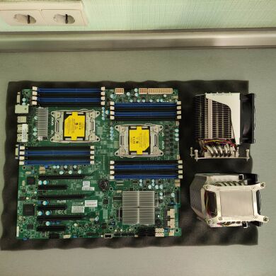 Комплект: Cерверная двухпроцессорная материнская плата Supermicro X9DR3-F LGA2011 + 2x Кулера Supermicro